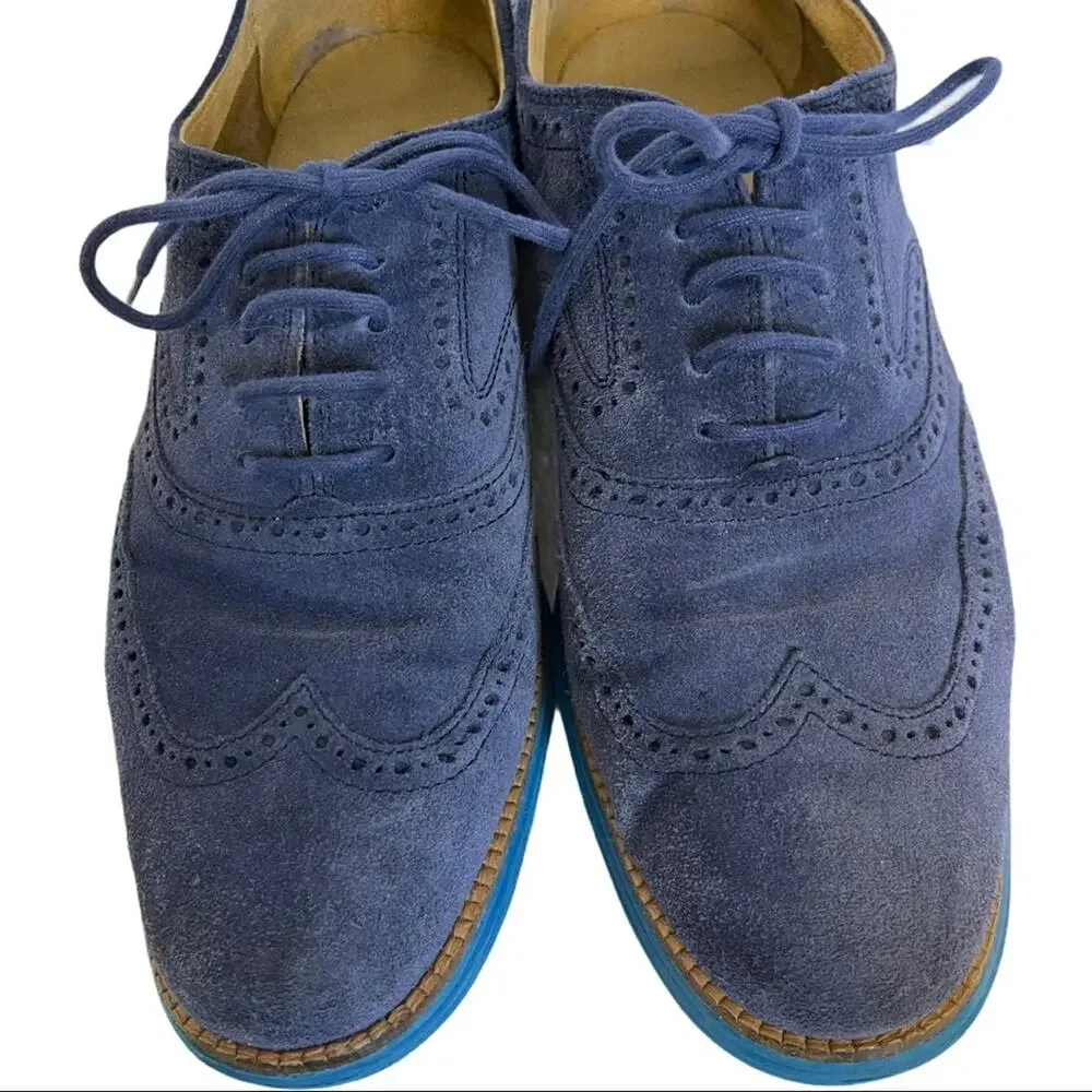 Cole Haan Grande OS Blue Suede Leather Oxfords Men Lace Up Shoes 9 M